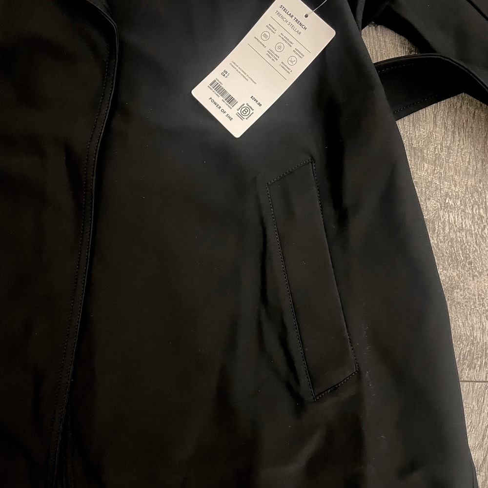 Athleta Stellar Trench Coat Black 842421 Wrinkle Resistant UPF 40+ Womens Small - Picture 7 of 9